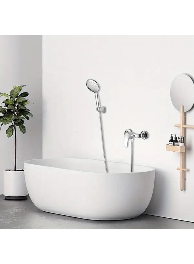 Alloy Dual Mixer Tap For Shower And Basin Hot Cold Water Ceramic Cartridge Anti Scald Silvery - Image 5